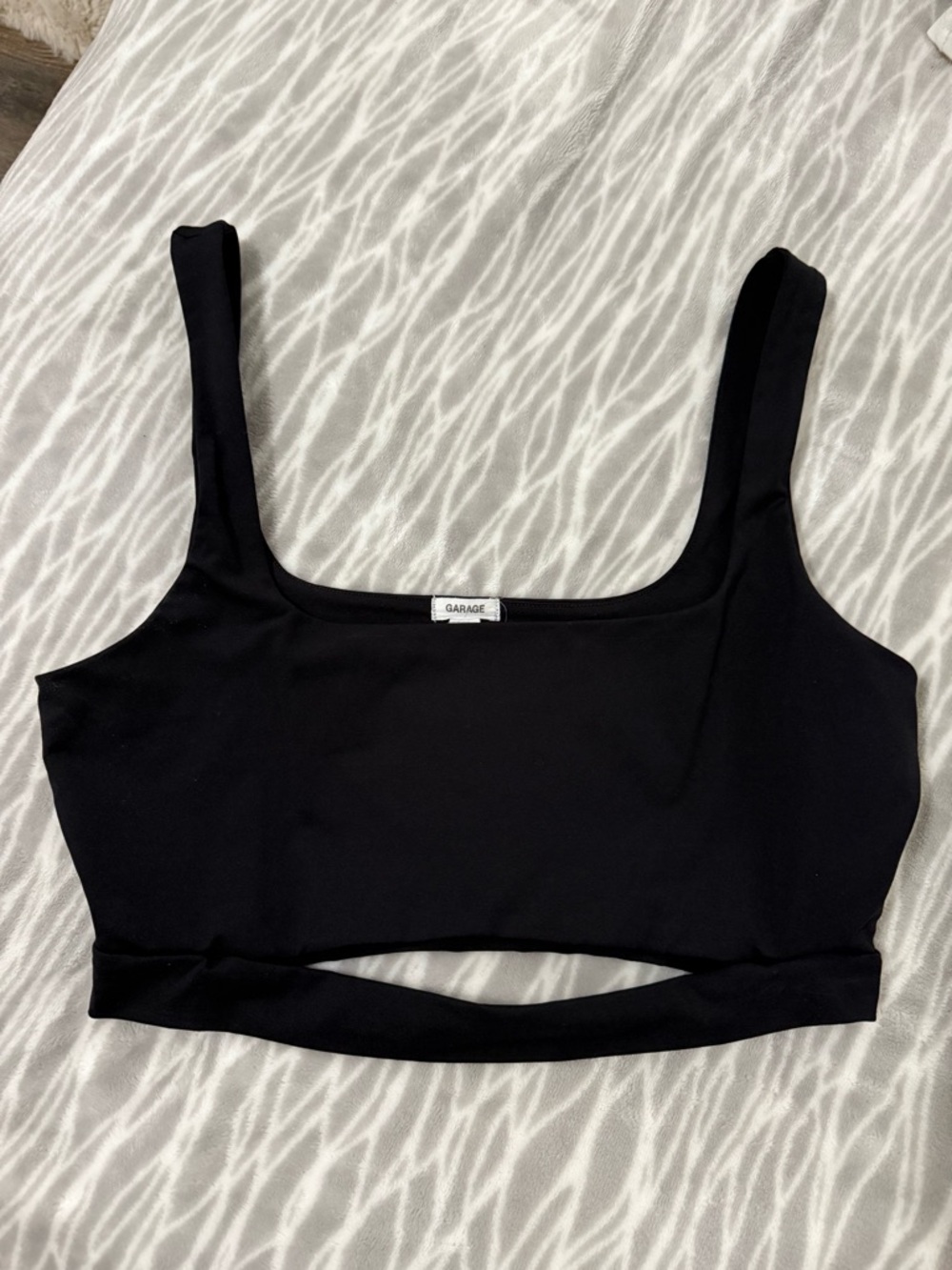 Garage Black Square-Neck Cutout Crop Top